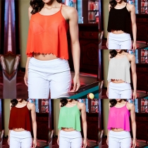 Sexy Backless Irregular Hem Solid Color Chiffon Cami Top
