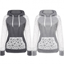 Fashion Lace Spliced Long Sleeve Hoodie