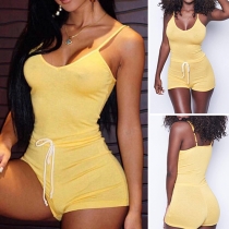 Sexy Backless Solid Color Slim Fit Sling Romper