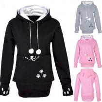 Cute Style Long Sleeve Hairball Casual Hoodie