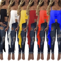 Sexy Backless Irregular Hem Solid Color Cami Top
