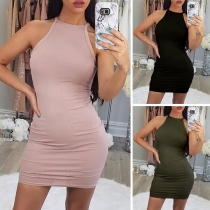 Sexig axelbandslös enfärgad Slim Fit Klänning