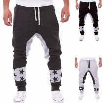 Fashion Contrast Color Pentagram Printed Men's Sports Pants