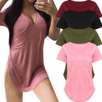 Simple Style Short Sleeve Round Neck Solid Color T-shirt
