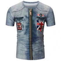 Chic Style 3D Printed Short Sleeve Round Neck Men's T-shirt