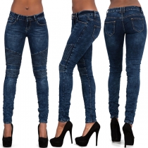 Mode plisserade stretch skinny jeans med hög midja