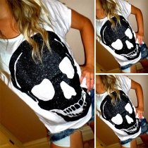 Chic Style Skull Head Printed Short Sleeve Round Neck T-shirt