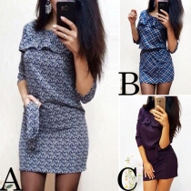 Fashion Half Sleeve Round Neck Slim Fit Printed Dress