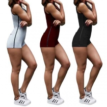 Sexy Deep V-neck Sleeveless Hooded High Waist Tight Romper