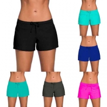 Fashion Solid Color Low-waist Swimming Shorts