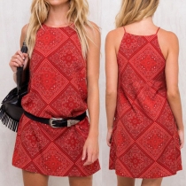 Fashion Printed Slim Fit Sling Dress