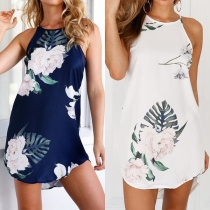 Fashion High-low Hem Printed Sling Dress