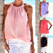 Fashion Solid Color Chiffon Cami Top