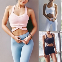 Sexy Backless Solid Color Sports Fitness Bra