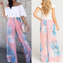 Fashion High Waist Printed Chiffon Wide-leg Pants