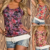 Fashion U-neck Slim Fit Printed Tank Top