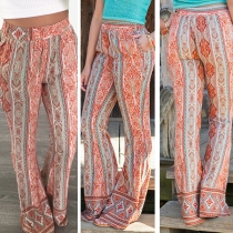 Fashion High Waist Printed Wide-leg Pants