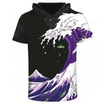 Fashion 3D Printed Short Sleeve Hooded T-shirt