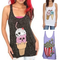 Cute Style Ice Cream Printed Tank Top