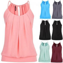 Fashion Solid Color Round Neck Cami Top