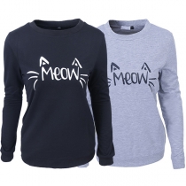 Fashion Letters Printed Long Sleeve Round Neck Sweatshirt