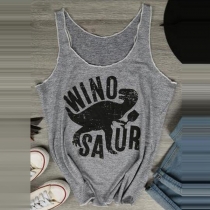 Casual Style Dinosaur Printed Tank Top