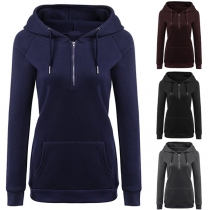 Fashion Solid Color Long Sleeve Slim Fit Hoodie