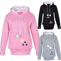 Cute Cat's Claw Printed Long Sleeve Hoodie