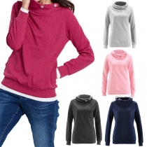 Fashion Solid Color Long Sleeve Casual Sweatshirt