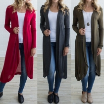 Fashion Solid Color Long Sleeve Knit Cardigan
