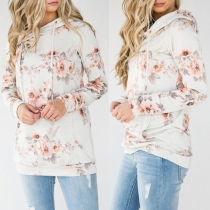 Fashion Long Sleeve Hooded Printed Sweatshirt