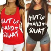Fashion Letters Printed Slim Fit Tank Top