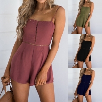 Sexy Backless High Waist Solid Color Sling Romper