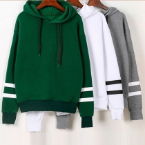 Fashion Contrast Color Long Sleeve Hoodie