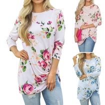 Fashion Long Sleeve Round Neck Printed T-shirt