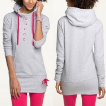 Fashion Contrast Color Long Sleeve Slim Fit Hoodie