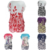 Casual Style Short Sleeve Round Neck Loose Printed T-shirt