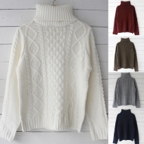 Fashion Solid Color Long Sleeve Turtleneck Sweater