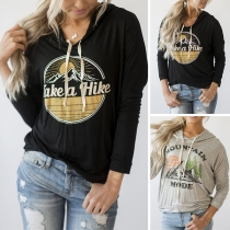 Casual Style Long Sleeve Printed Sports Hoodie
