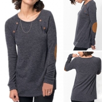 Simple Style Long Sleeve Round Neck Solid Color T-shirt