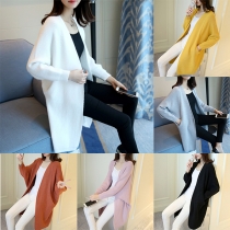 Fashion Solid Color Dolman Sleeve Knit Cardigan 