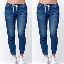 Avslappnade lanternjeans med elastisk midja