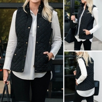 Fashion Solid Color Sleeveless Stand Collar Vest