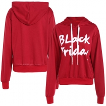 Casual Style Long Sleeve Letters Printed Hoodie
