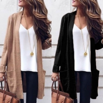 Fashion Solid Color Long Sleeve Loose Knit Cardigan 
