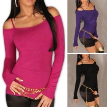 Sexy Off-shoulder Long Sleeve Slim Fit Sling Top