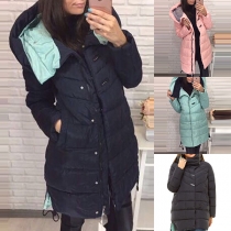 Fashion Solid Color Long Sleeve Irregular Stripe Hooded Coat 