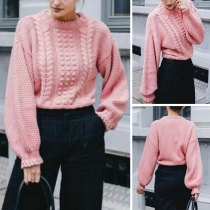 Fashion Solid Color Long Sleeve Round Neck Sweater