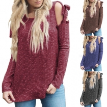 Sexy Off-shoulder Long Sleeve Round Neck Casual T-shirt