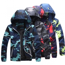 Fashion Camouflage Printed Long Sleeve Hooded Couple Jacket